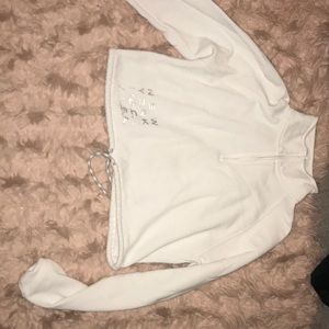 Half zip white cropped sweater